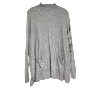 Romeo & Juliet Couture Grey Mock Neck Tunic Sweater Womens S Pockets Oversized thumbnail 2