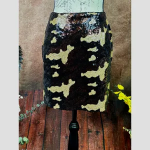 Three Eighty Two Sequined Camouflage Mini Skirt Brown Multi size S thumbnail 6