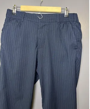Abercrombie & Fitch Dress Pants Womens Med Blue Pinstripe Stretch Elastic Waist thumbnail 1