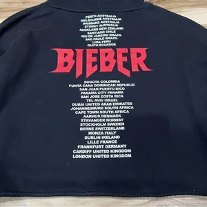 Justin Bieber Purpose Stadium Tour Crop Top Hoodie Women’s Large thumbnail 4