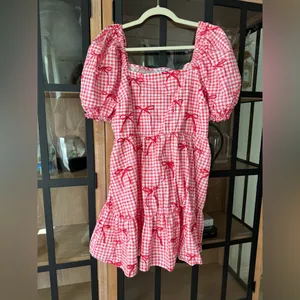 Miss Selfridge bows babydoll dress poplin tiered mini smock gingham coquette thumbnail 6