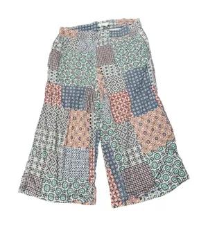 Anthropologie Patchwork Print Wide Leg Cropped Pants Multicolor Womens Size M thumbnail 1