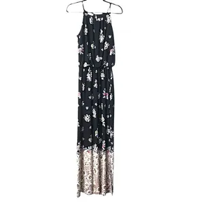 Maurices Black‎ Floral Halter Maxi Dress S Wedding Cruise Vacation Cottagecore thumbnail 4