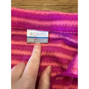 Columbia Women's S Pink/Orange Striped Fleece 1/4 Zip Mock Neck Pullover thumbnail 2