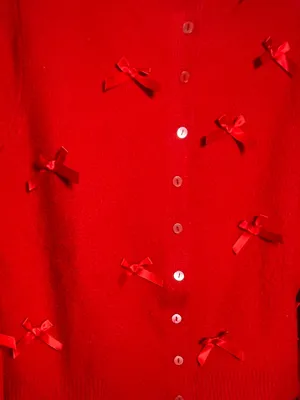 A New Day Y2K Red Bow Embellished Cardigan Sweater Button Front Coquette Cottagecore thumbnail 4