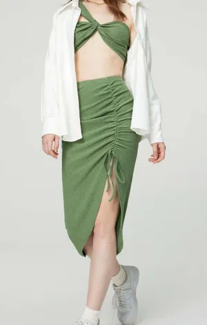 Cider Texture Midi Drawstring Skirt thumbnail 1