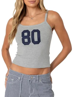 Edikted '80s Babe Appliqué Cotton Crop Tank Top Women’s XS thumbnail 1