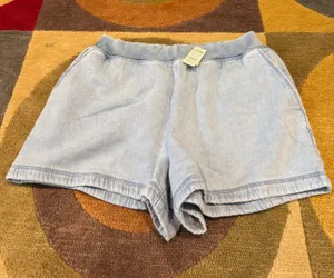 NWT Aerie Light Blue Sweatpant Jeans Knit Material Lounge Shorts Size Medium thumbnail 1