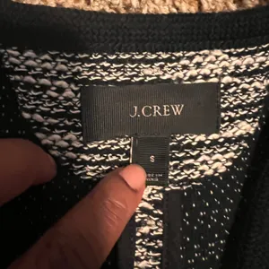 J.Crew Black White Textured Knit Open Front Blazer‎ Jacket - Women's Small thumbnail 2