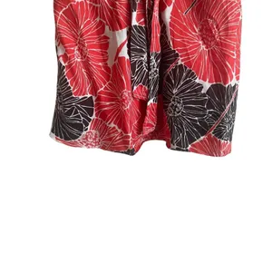 Y2K Banana Republic Women Top S Red Black Tropical Floral‎ Babydoll Festival thumbnail 6