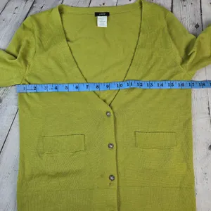J.Crew Womens Green 100% Merino Wool Cardigan Jeweled Buttons 99545 Size S thumbnail 8