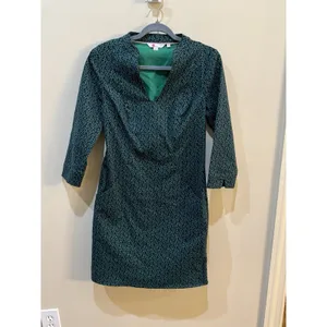 Boden‎ French Navy Sweet Petal Elizabeth Pocket V-Neck Dress Green Size 4 thumbnail 2
