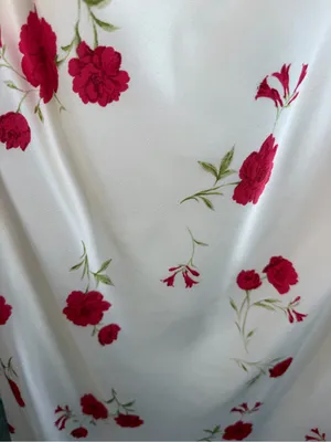 Thirty/Thirty Floral Satin Maxi Dress Ivory Red Size XL NWT thumbnail 5