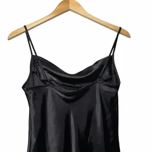 Y2K bebe Black Satin Slip Dress M Cowl Neck Mini Going Out Made USA Minimalist thumbnail 5