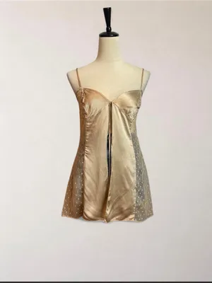 Victoria’s Secret Champagne Satin Sheer Mesh Babydoll Cami Top Size S thumbnail 3