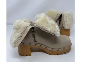 Mia Double Zip Suede Beige Faux Fur Lined Ankle Booties Boots Women’s 7 NWOB thumbnail 5