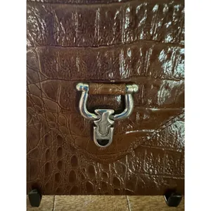 Vintage Vivace Brown Croc Embossed Leather Envelope Clutch Purse‎ Korea 11" EUC thumbnail 2