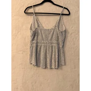 Abercrombie‎ & Fitch White Polka Dot Pleated Smocked Cami Peplum Top Large thumbnail 6