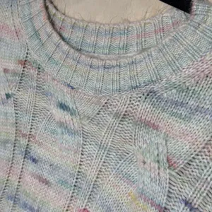 American Eagle Sweater‎ Womens M Pastel Knit Cable Crewneck Cozy Soft thumbnail 3
