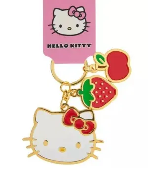 Hello Kitty NWT Sanrio  Fruit Keychain gold tone thumbnail 1