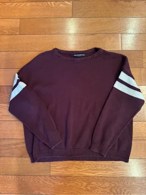 Brandy Melville Maroon Stripe Cotton Sweater – Made in Italy, One Size thumbnail 2