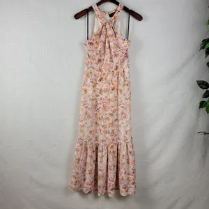 Laundry by Shelli Segal Womens Dress Size 2 Orange Halter Neck Midi Tiered Maxi thumbnail 16