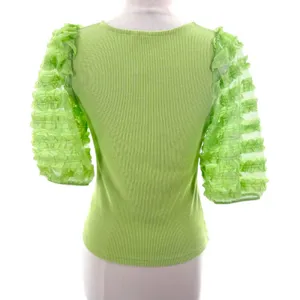 Anthropologie Dolan puff ruffle sleeve top lime green sz‎ XS thumbnail 6