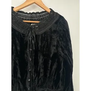 Vtg‎ Y2K Faded Glory Top Womens Large Black Velvet Fairy Renaissance Whimsigoth thumbnail 2