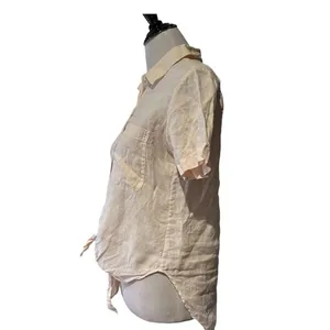 Theory Tie Front 100% Linen Top Womens P Minimalist Capsule Short Sleeve thumbnail 8
