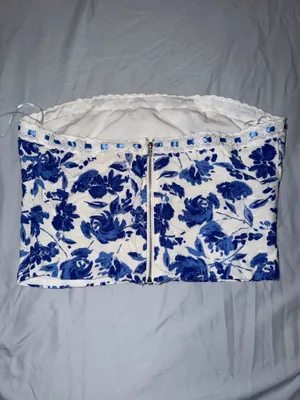 Sky to Moon DFTI linen and lace bandeau top thumbnail 2
