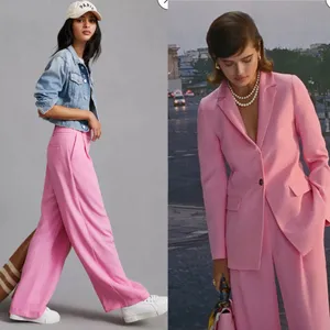 Anthropologie Exquise Garofano Wide Leg Pants Pink Size MP thumbnail 3