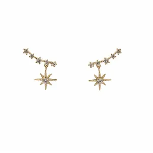 Gold Starburst CZ Drop‎ Earrings Dainty Celestial Earrings New thumbnail 4