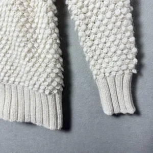 American Eagle Outfitters Ivory White Popcorn Knit Sweater Wool Alpaca Blend M thumbnail 5