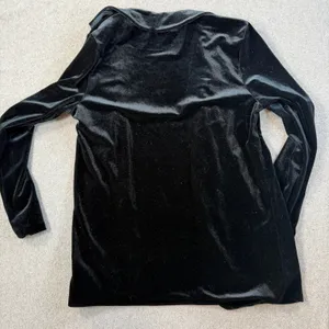 PINK ROSE Women's Large Black Velvet Open Front Blazer Jacket Cardigan New thumbnail 9