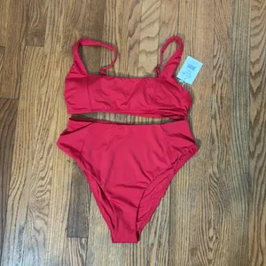 Andie Bikini Set Havana‎ top High Waisted Cheeky Bikini Bottom Cherry Red Size L thumbnail 9