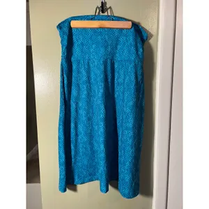 Eddie Bauer Womens Sz Medium Pull-On A-Line Skirt Teal Blue Geometric Adjustable thumbnail 2