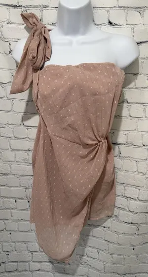 Here comes the Sun Pink Polka Dot Cut-Out Sweetheart Mini Shorts Romper XS thumbnail 1