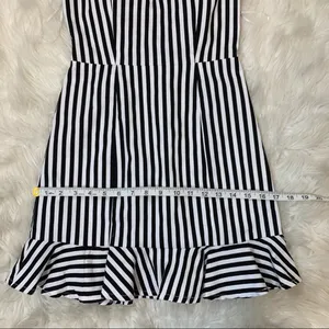 Olivaceous black white strapless ruffle dress smal thumbnail 5
