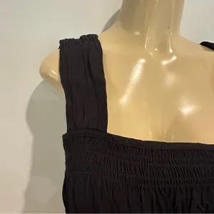 H&M Pleated Sleeveless Top Sz M Black Shirt Smocked H M HM thumbnail 3