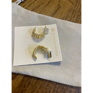 Kendra Scott Krista Lace Huggie Earrings Gold Tone NWT 9608873774 thumbnail 4