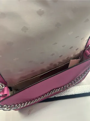 Kate Spade Cameron Small flap crossbody bag with chain strap bright peony pink thumbnail 7