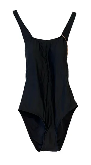 Quince Italian cross back one piece swimsuit in true black Size S thumbnail 1