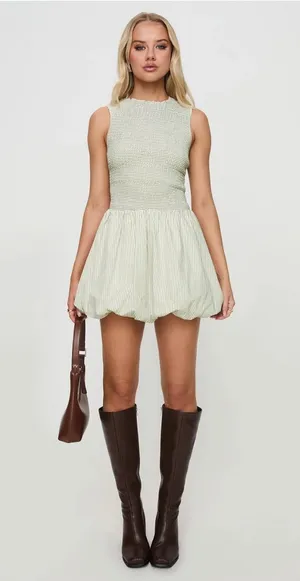 Princess Polly Narnie Mini Dress Sage thumbnail 1