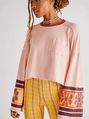 We the free people Sidney Lagenlook boho cottage floral wide sleeve oversize tee thumbnail 1