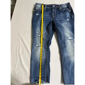 Miss Me Curvy Skinny Distressed Jeans Medium Wash Raw Hem M584B Size 33 thumbnail 11
