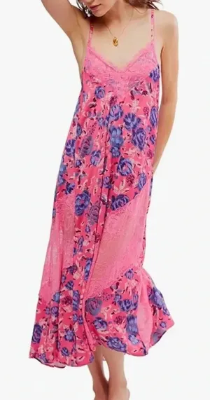 Free People Women's First Date Printed Maxi Slip M NWT thumbnail 1
