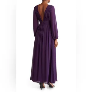Love by Design NWOT Iris Plunge Neck Long Sleeve Maxi Dress size Large thumbnail 2