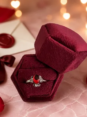 Stainless Steel Silver & Red Goth Style Embellished Ring Size 6 thumbnail 2