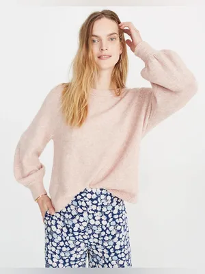 Madewell Gladwell Balloon-Sleeve Pullover in Heather Rose thumbnail 1