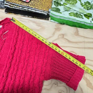 Umgee Magenta Pink Cable Knit Open Front Cardigan Sweater‎ M/L Chunky Oversized thumbnail 11